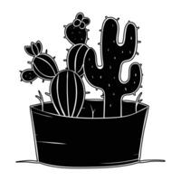 Cactus in pot hand drawing vector