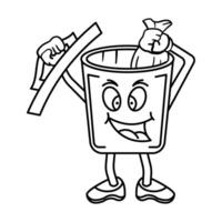 Waste basket character hand drawing vector