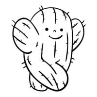 cactus character hand drawing vector