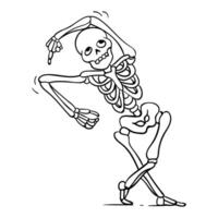 Dancing skull hand drawing vector