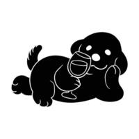 Drinking dog hand drawing vector