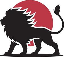 Lion silhouette with red circle design art vector