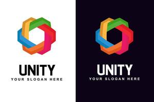 Abstract Colorful Hexagonal for Together Team Work Unity Logo design vector