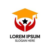 The logo of a hand protecting a toga and a star, a symbol of commitment to the best education vector