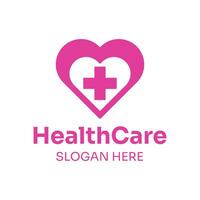 Pink Heart Medical Cross Logo for Healthcare Branding vector