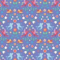 handdrawn seamless pattern with birds and flowers. Perfect for romantic design vector