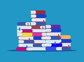 a stack of books on a blue background vector