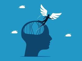 man with wings flying over the head of a man vector