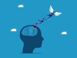 a man with wings flying above the head of a man vector