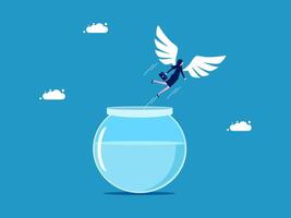 woman is floating in the water with wings vector