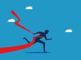 businessman running with red ribbon vector