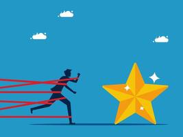 man runs away from his commitment to success vector