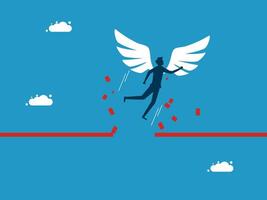 a man with wings is running on a red line vector