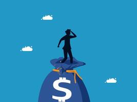 man standing on top of a bag with money vector