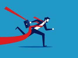 businessman running with red ribbon vector