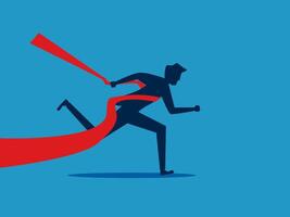 two women running to the finish line, one with a red ribbon vector