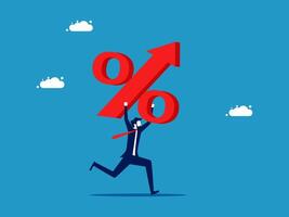 man running with percent sign vector