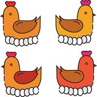 colorful chicken icon with eggs vector