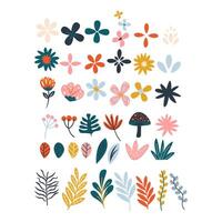 Set of Folk Art Flower Design Element vector