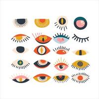 Set of Folk Art Eyes Design Element vector