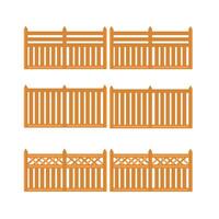 Wooden garden fence sets in various styles, with classic and modern styles vector