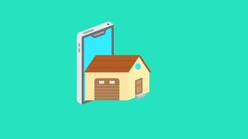 animation of smart house controlled by mobile phone. Suitable for technology and internet content. 2d animation 4k. transparent background video