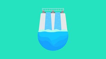 Simple Animation of Hydropower. Suitable for renewable energy, green energy, smart energy content. 2d animation 4k. transparent background video