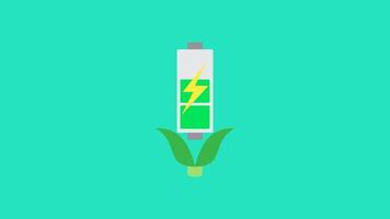Simple Animation of Bio Energy Battery. Suitable for renewable energy, green energy, smart energy content. 2d animation 4k. transparent background video
