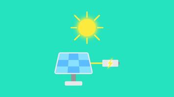 Simple Animation of Solar Panel. Suitable for renewable energy, green energy, smart energy content. 2d animation 4k. transparent background video