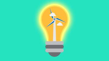 Simple Animation of Wind Power. Suitable for renewable energy, green energy, smart energy content. 2d animation 4k. transparent background video