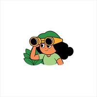 a kid looking through binoculars vector