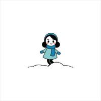 a kid wearing a scarf and playing vector