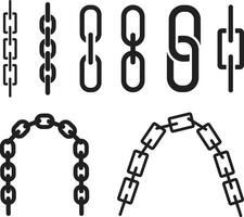 Set of black chains or link icons vector