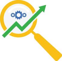 Magnifying glass with gears for SEO optimization vector