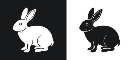 Black and white rabbit design in silhouette style vector