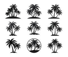 Palm Tree Silhouette Icons Set vector