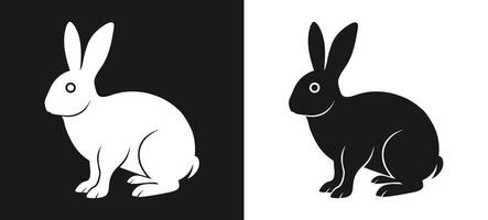 Illustration of a black and white rabbit silhouette vector