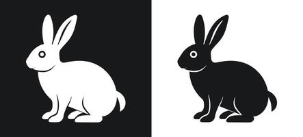 Minimalist rabbit silhouette in black and white. vector