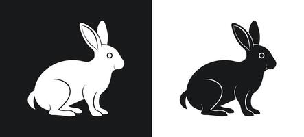 Artistic rabbit silhouette created in black and white vector