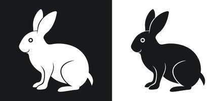 Rabbit silhouette art in black and white vector