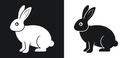 Artistic black and white silhouette of a rabbit. vector