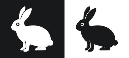 Rabbit drawn as a black and white silhouette illustration vector