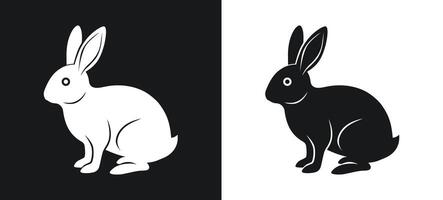 Rabbit black and white silhouette Illustration vector