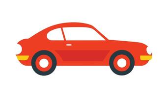 Red car side view illustration. Vintage red coupe art. Retro flat automobile red car icon. vector