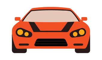 Red Sports car front view illustration. Front side car graphic icon design. Sleek automobile image. vector