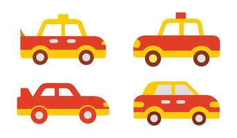 Set of colorful car icons in . Flat design taxi and car illustrations. Abstract car icons in flat style. vector