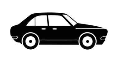 Car Side view silhouette icon. Automobile front view car illustration with white background. vector