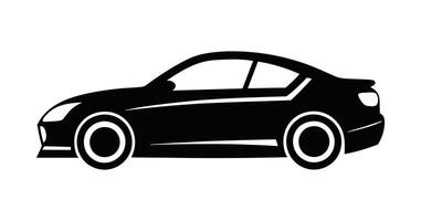 Side View modern Car Outline Art. Black Car Silhouette Illustration. vector