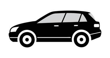 Modern Car Side View Outline Art. Black Car Silhouette Illustration. vector