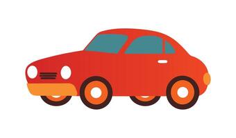 Clip style red car illustration. Colorful flat icon design of a sedan. vector
